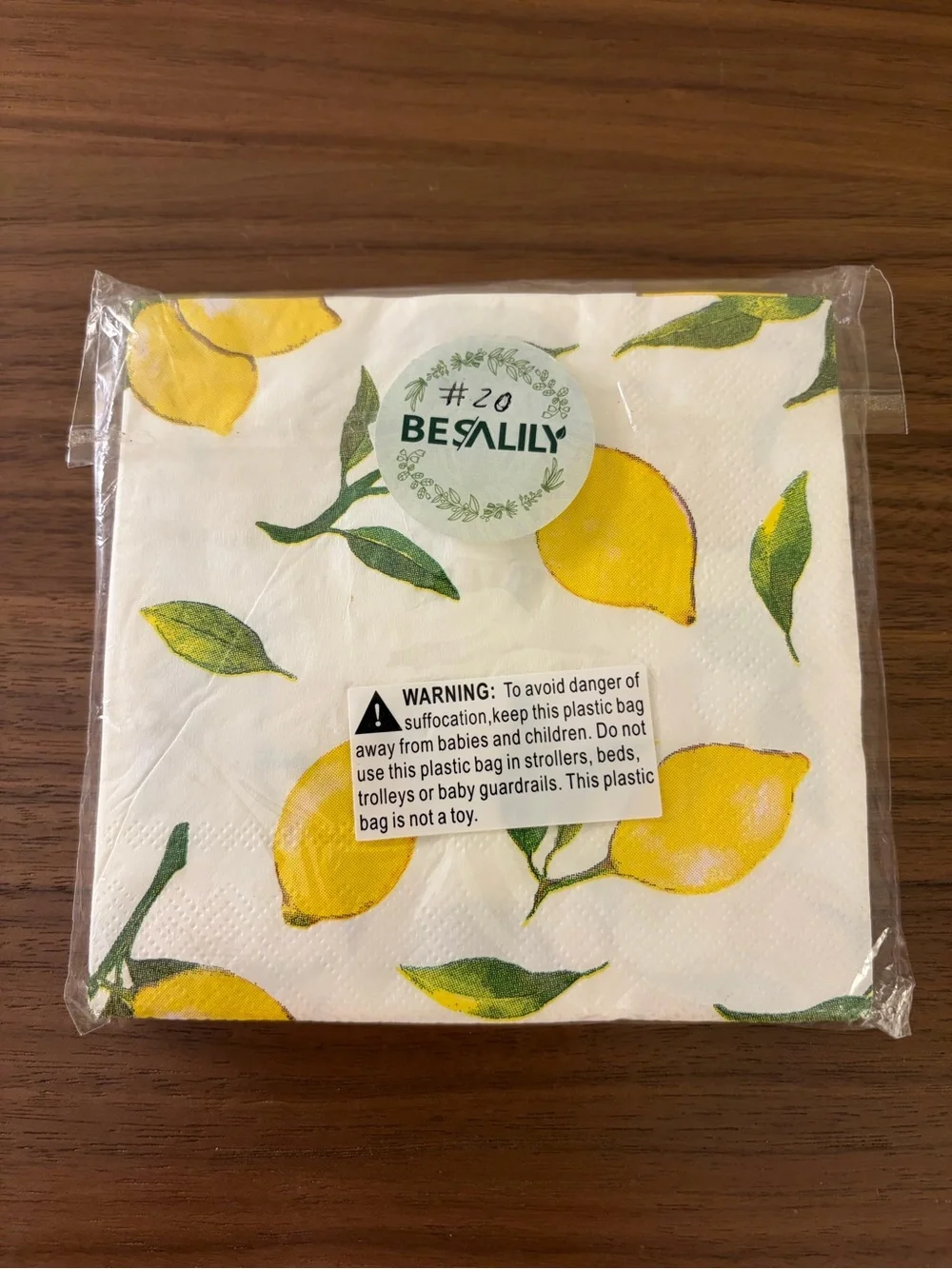 BESALILY Lemon Cocktail Napkins 20 Count 5x5” Summer Party Disposable